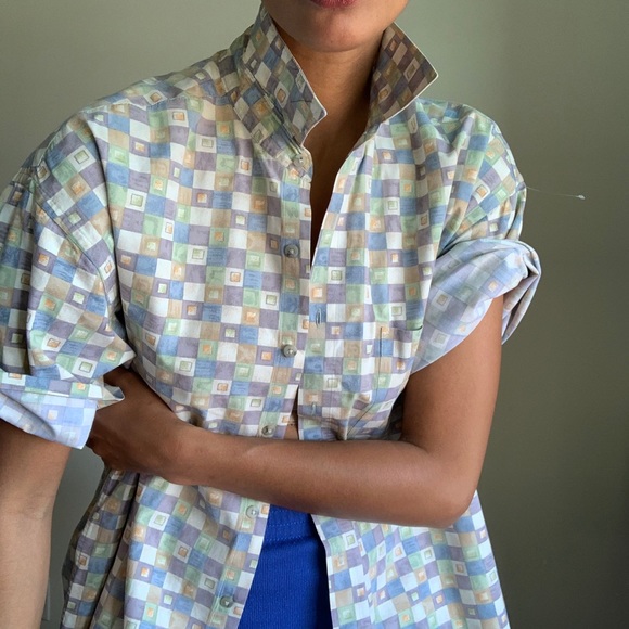 Geometric pastel shirt vintage - Picture 2 of 3